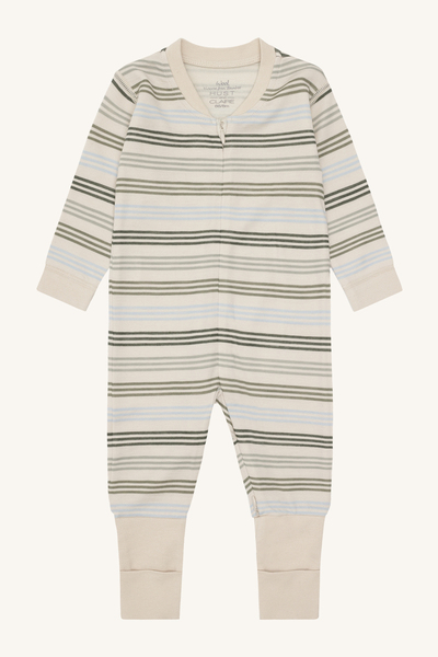 Hust & Claire Manu zip 3 stripes nattdress ull/viskose fra bambus 4501 french oak - Hust & Claire