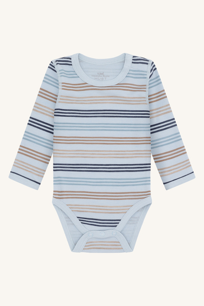 Hust & Claire Baloo 3 stripes body ull/viskose fra bambus 4117 Baby blue - Hust & Claire