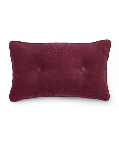 Knappet pute i økologisk bommulsfløyel BURGUNDY - Lexington