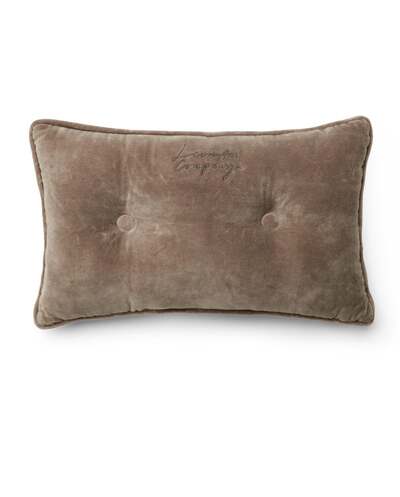 Knappet pute i økologisk bommulsfløyel Stone - Lexington