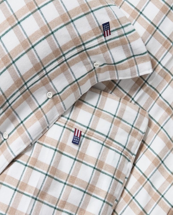 Flanell Sengesett Grønn/Beige