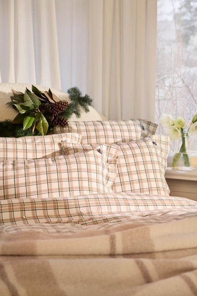 Flanell Sengesett Grønn/Beige Grønn/Beige - Lexington