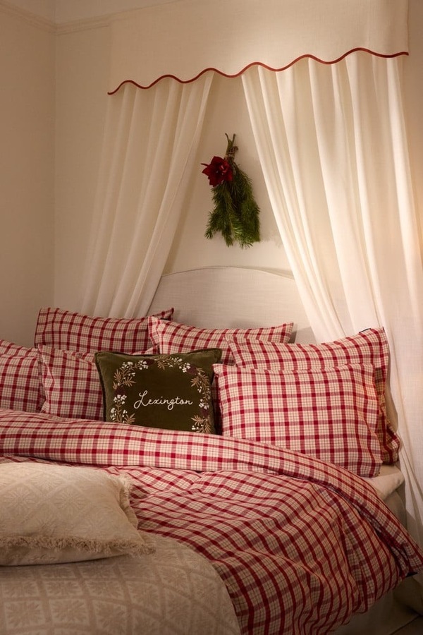 Flanell Sengesett Rød/Beige