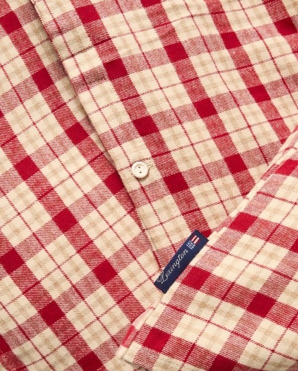 Flanell Sengesett Rød/Beige