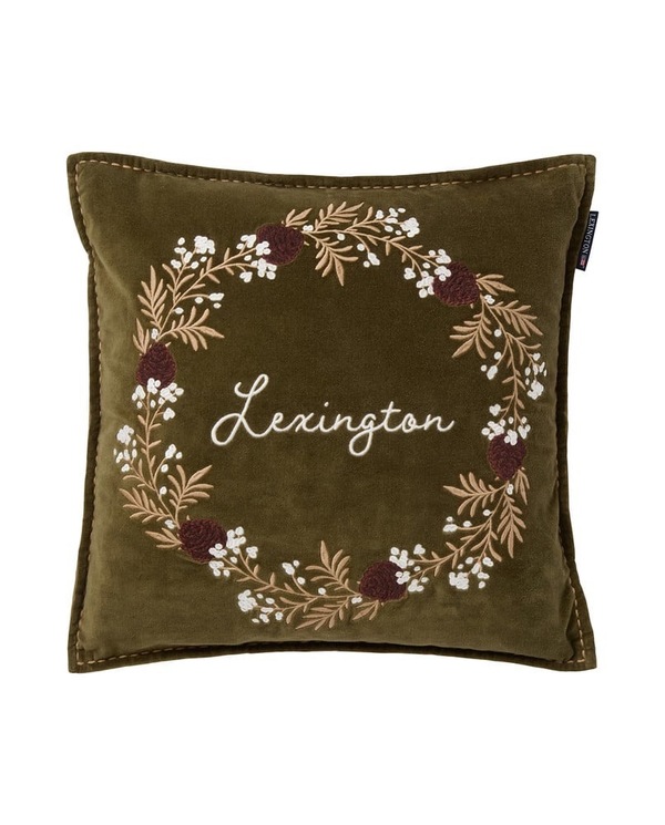 Putetrekk i Økologisk Bomullsfløyel - Krans m/Kongler