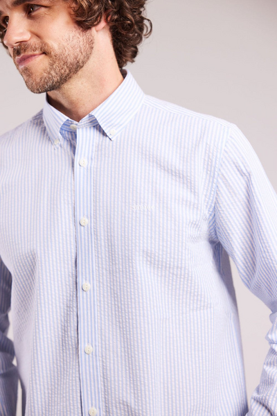 Seersucker BD Skjorte Lyseblå  lys blå - Sebago