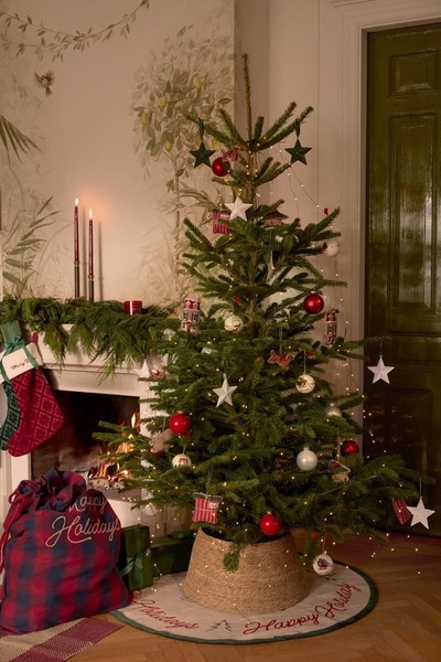 Julegavesekk i Økologisk Bomullsflanell  Rød/Blå - Lexington