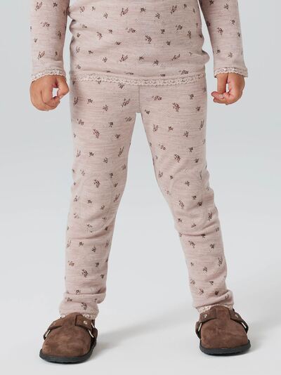 NKFWANG WOOL NEEDLE LEGGING Shadow Gray Small flowers - Name It
