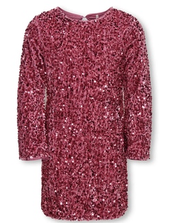 KOGCONFIDENCE LIFE LS SEQ FLRD DRESS JRS Rose Wine - Kids Only 