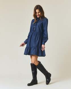 Denim tunikakjole m/rysjer