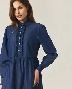 Denim tunikakjole m/rysjer