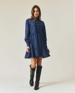 Denim tunikakjole m/rysjer