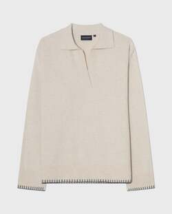 Strikket polo-genser i merinoull