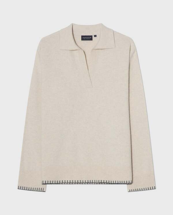 Strikket polo-genser i merinoull