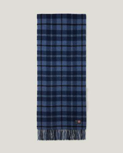 Skjerf i resirkulert ullblanding Blå multirutet - Lexington