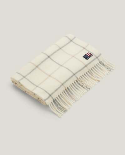 Skjerf i resirkulert ullblanding  grå/beige ruter - Lexington
