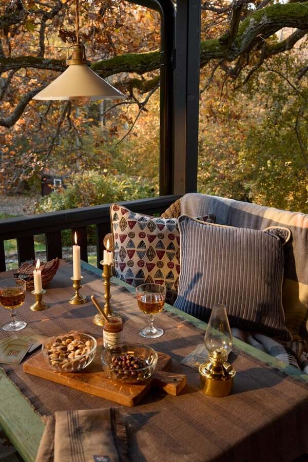 Stripet bordløper av økologisk bomull