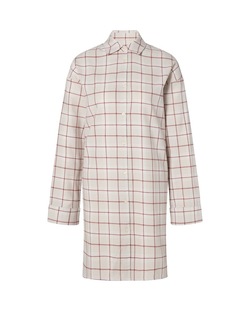 Rutete Flanell Skjorte i Økologisk Bomull Offwhite/Rød - Lexington