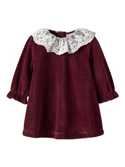 Velur Baby kjole DYP RØD - Name It