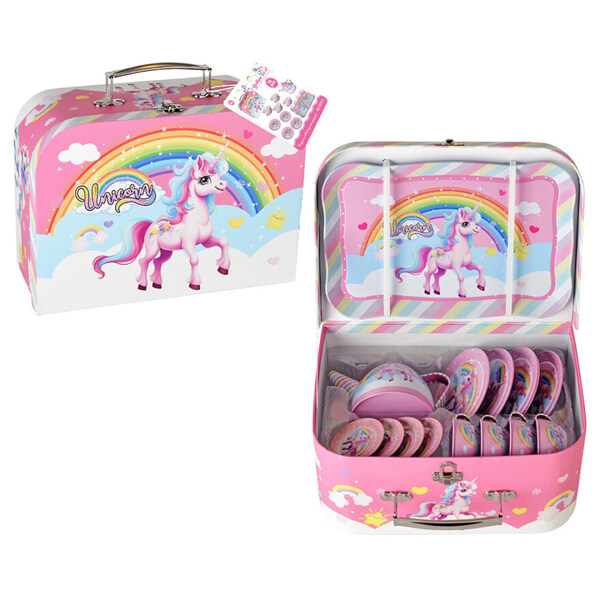 Enhjørning Koffert med Koppesett i Tinn