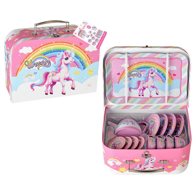 Enhjørning Koffert med Koppesett i Tinn Rosa Enhjørning - Fritz Hansen