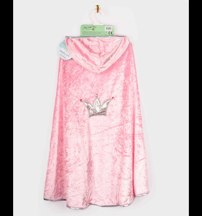 Den gode feen rosa kappe med sølv krone 3-8år rosa med sølv detaljer - Karneval