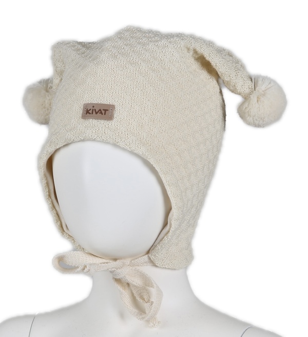 Kivat knytelue i ull med skinnlapp