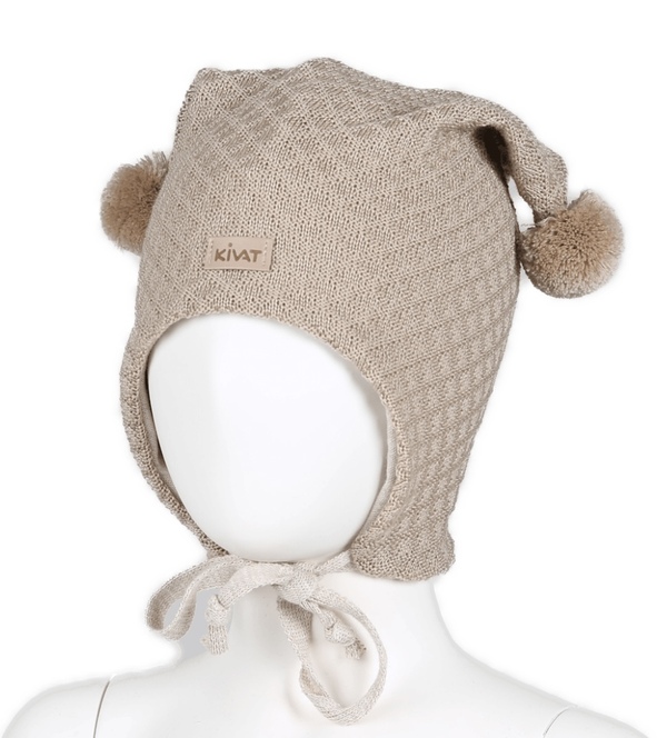 Kivat knytelue i ull med skinnlapp