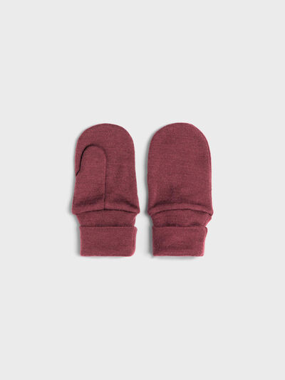 NBFWILLIT WOOL MITTENS WITHOUT THUMB Red Mahogany - Name It