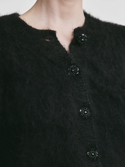 Hairy Knit Puffed Jacket  Black - by TiMo