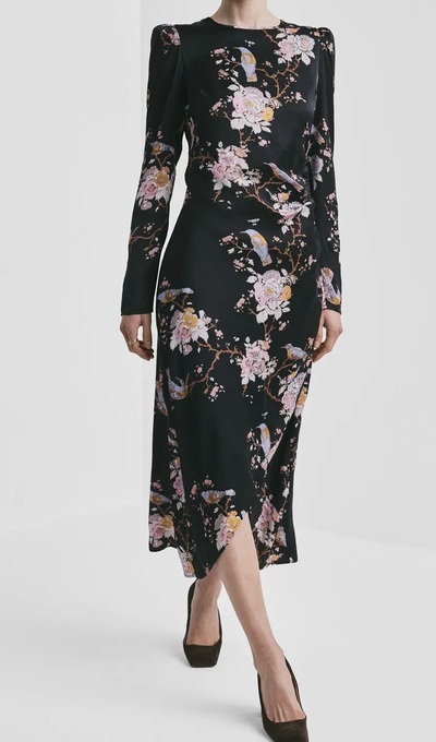 Satin Midi Dress Black - by TiMo