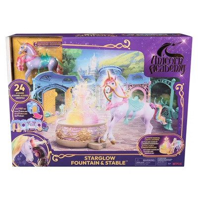 Unicorn Academy Stable Playset w/ Wildstar Starglow Fountain & Stable - Leiker