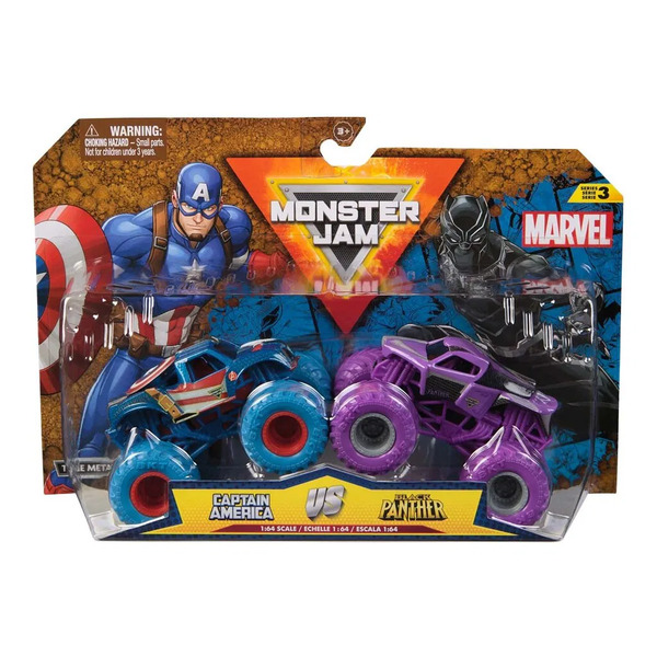 Monster Jam 1:64 Marvel 2 Pack Asst. Captein America VS Black Panther