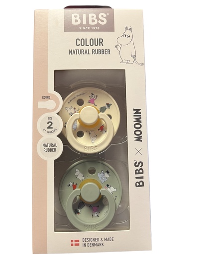 BIBS x Moomin Colour 2 pack SIZE 2 (6 mnd +)NATURAL RUBBER Ivory mix - Bibs