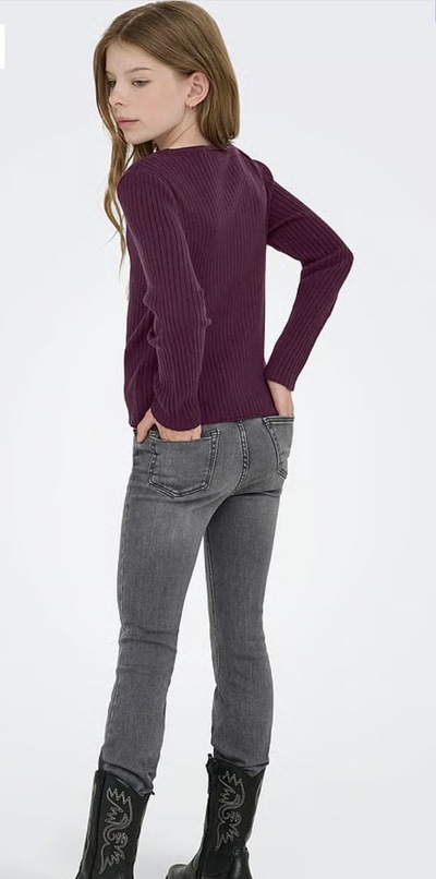 KOGIBI LS RIB BOATNECK  KNIT Mauve Wine Solid - Kids Only 