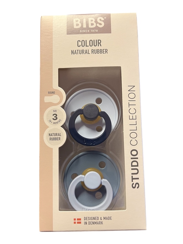  BIBS STUDIO COLOUR 2 PACK SIZE 3 ( 18 mnd +)  NATURAL RUBBER