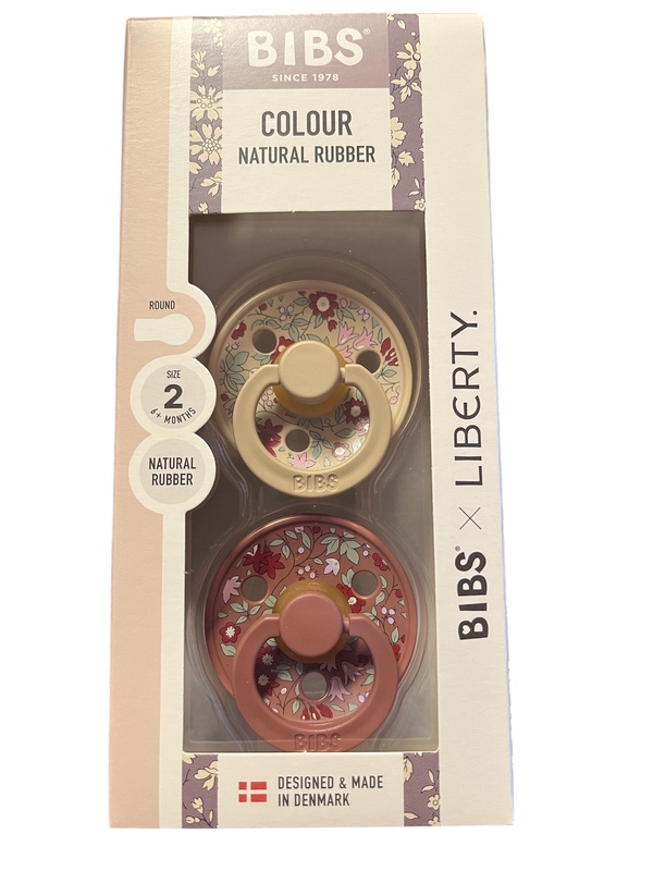 BIBS x LIBERTY COLOUR 2 PACK SIZE 2 (6MND +) NATURAL RUBBER
