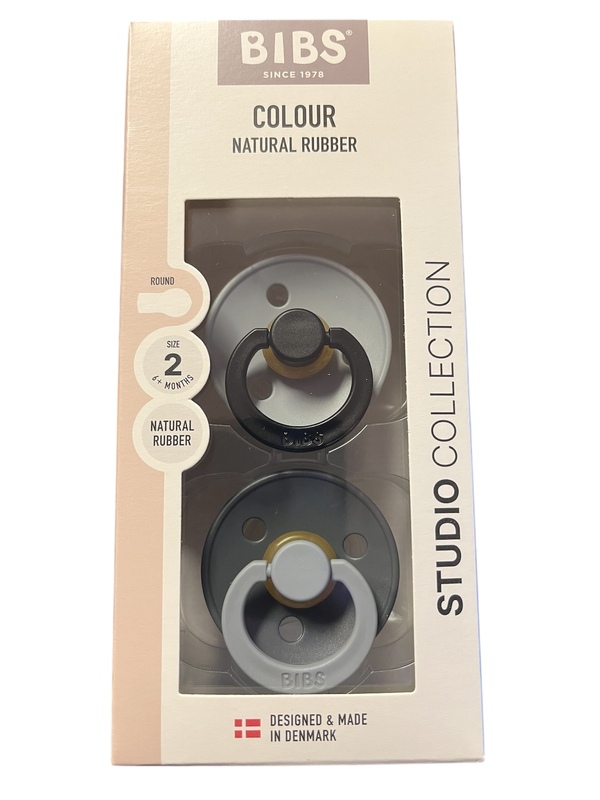 BIBS STUDIO COLOUR 2 PACK SIZE 2(6 MND+) NATURAL RUBBER