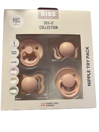 BIBS TRY-IT COLLECTION SIZE 1 ( 0-6MND) NATURAL RUBBER, SILICONE  Blush - Bibs