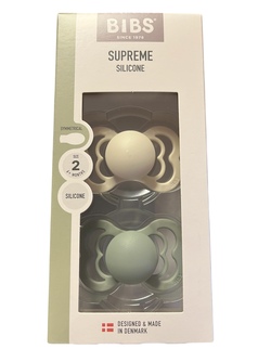 BIBS SUPREME 2 PACK SIZE 2( 6MND+) SILICONE Ivory/Sage - Bibs