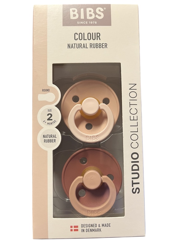 BIBS STUDIO COLOUR 2 PACK SIZE 2 (6MND+) NATURAL RUBBER