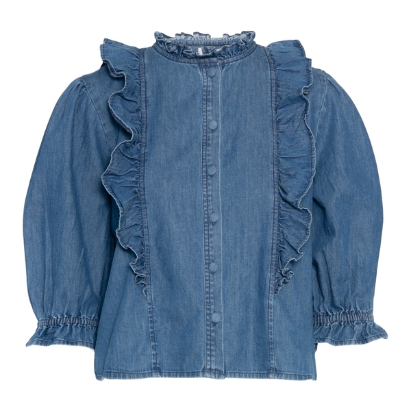 Denim topp ruffle