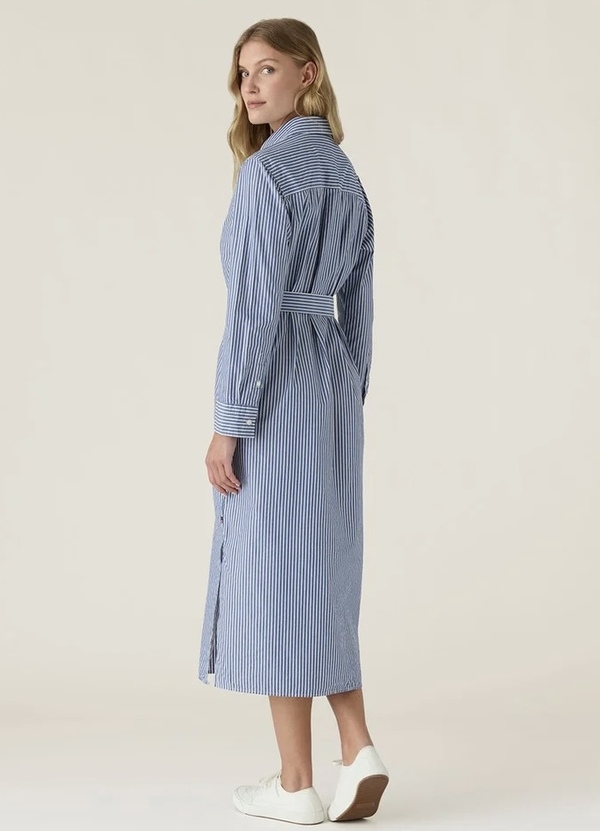 Poplin skjortekjole, blå/hvit stripet