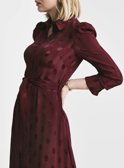 Viscose Shirt Dress  BURGUNDY - by TiMo