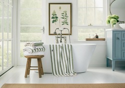 Stripete Håndkle - Vintage Green/Hvit Vintage Green/Hvit - Lexington