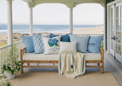 Blomsterbrodert Putetrekk i Linblanding Blå - Lexington