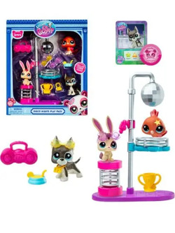 Littlest Pet Shop Disco Night Play - lekesett med 7 tilbehør og samlekort Disco Night - Salg