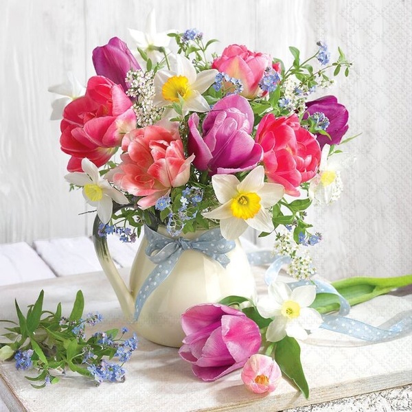 Napkin Fresh Spring Flowers - Lunsj 33x33cm, 20stk