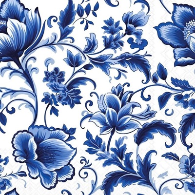 Napkin Delft Blue Florals - Lunsj 33x33cm, 20stk ikke relevant - Ambiente