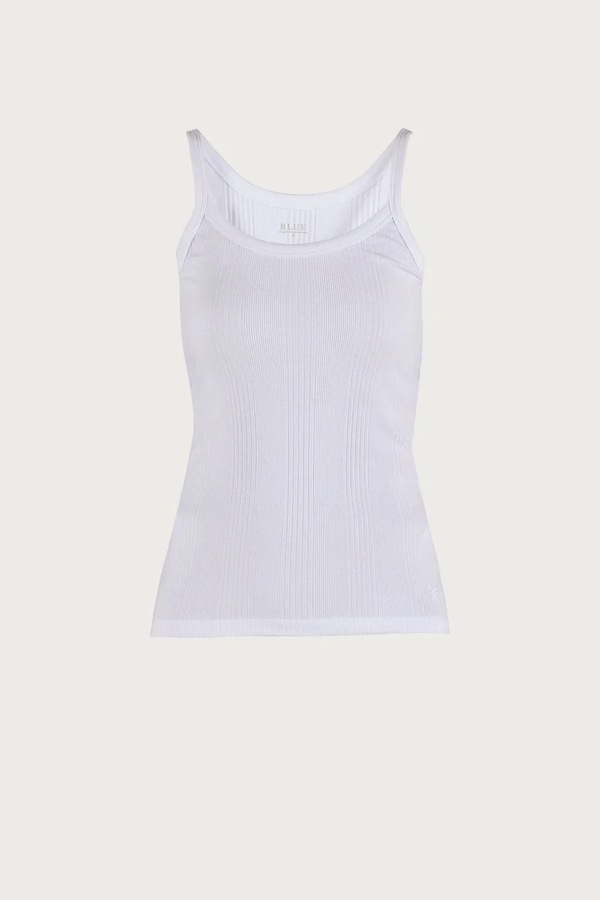 Blue Leslie Rib Tank Top
